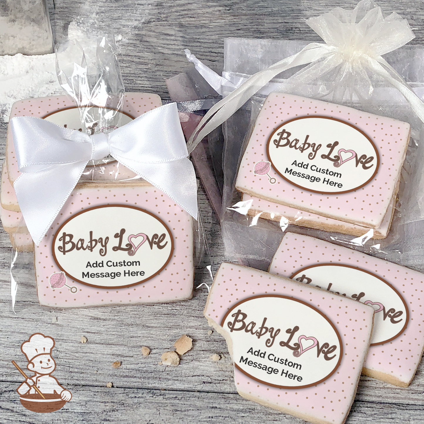 Baby Love - Pink Custom Message Cookies (Rectangle)