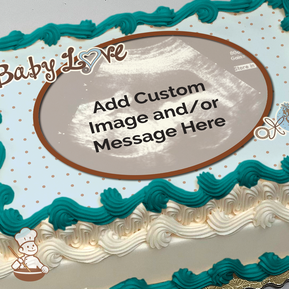 Baby Love - Blue Custom Photo Cake