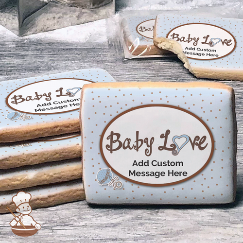 Baby Love - Blue Custom Message Cookies (Rectangle)