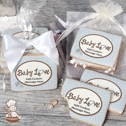 Baby Love - Blue Custom Message Cookies (Rectangle)