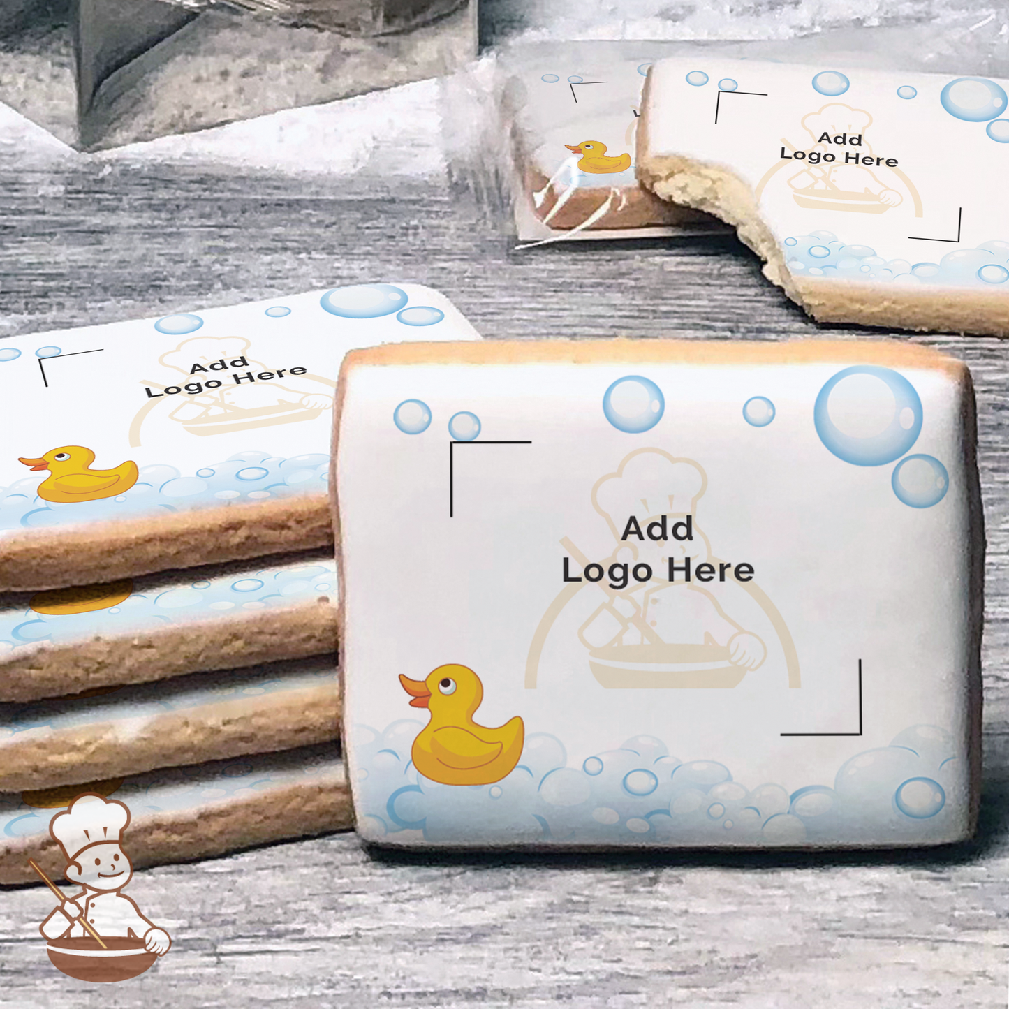 Quack Quack Rubber Ducky Logo Cookies (Rectangle)