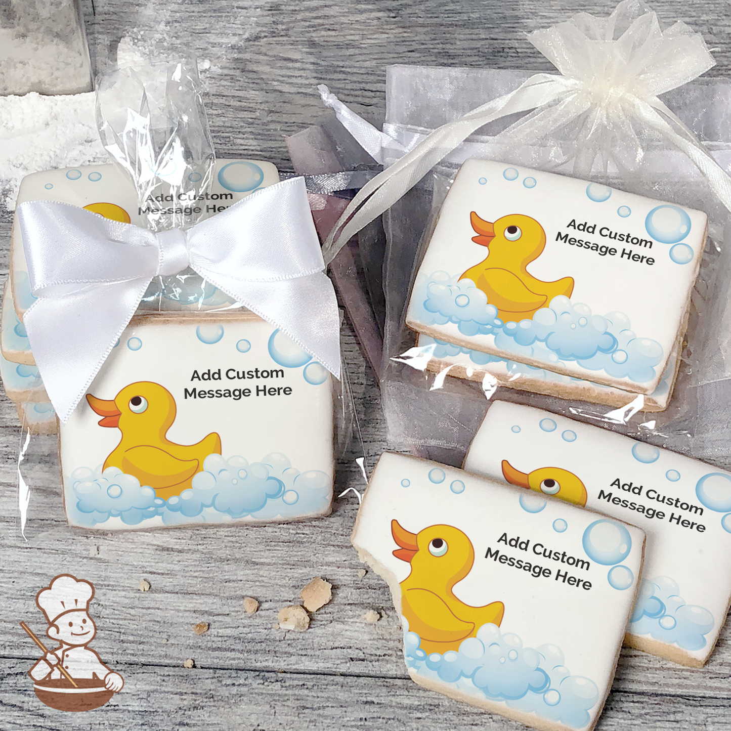 Quack Quack Rubber Ducky Custom Message Cookies (Rectangle)