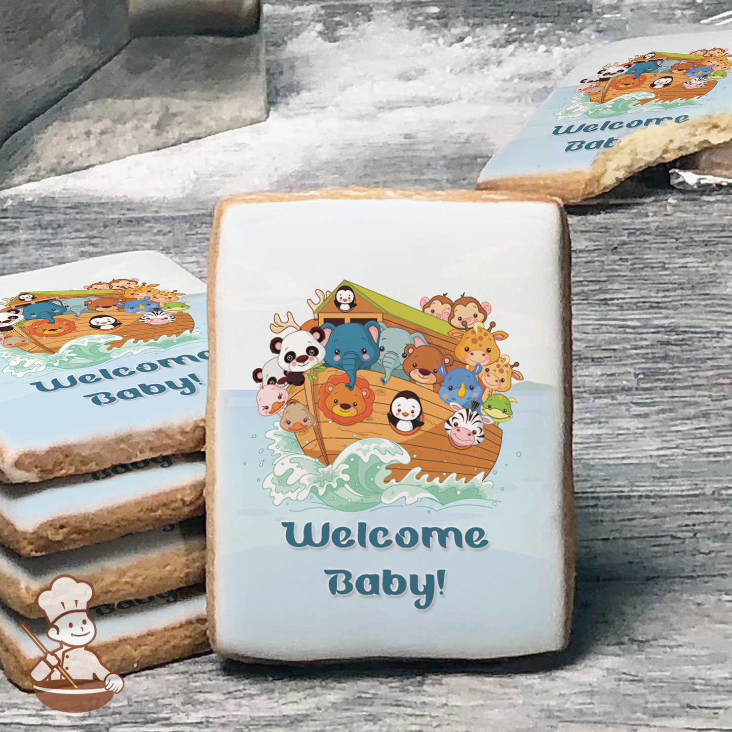 Noah's Ark Animal Cruising Cookies (Rectangle)
