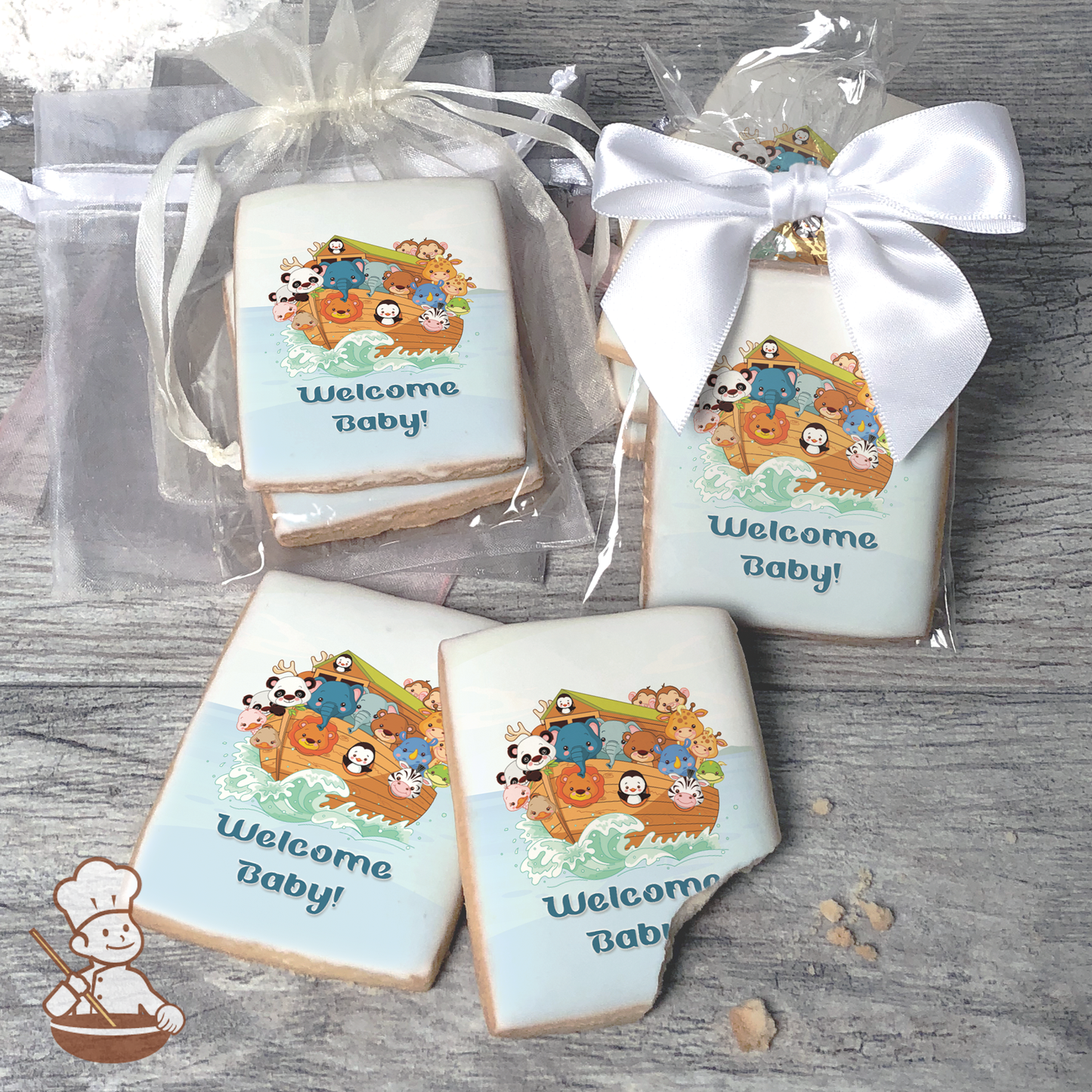 Noah's Ark Animal Cruising Cookies (Rectangle)