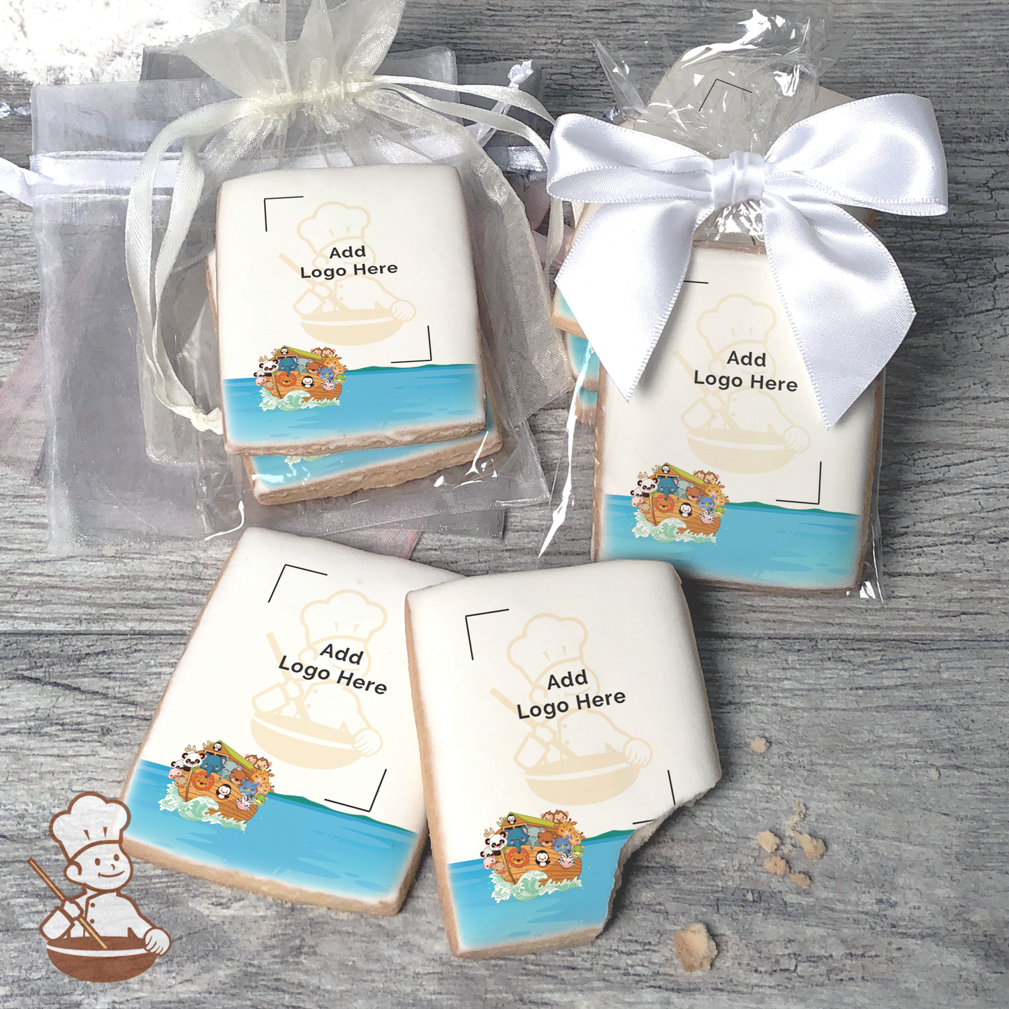 Noah's Ark Animal Cruising Logo Cookies (Rectangle)