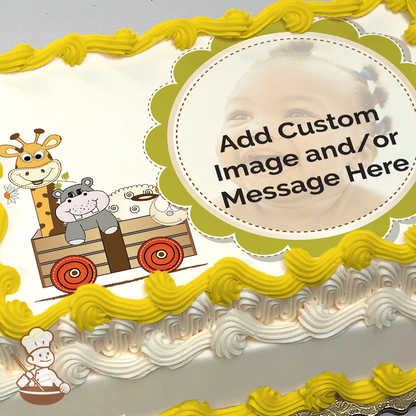 Baby Animal Train Custom Photo Cake