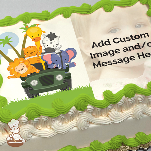 Safari Animals Custom Photo Cake