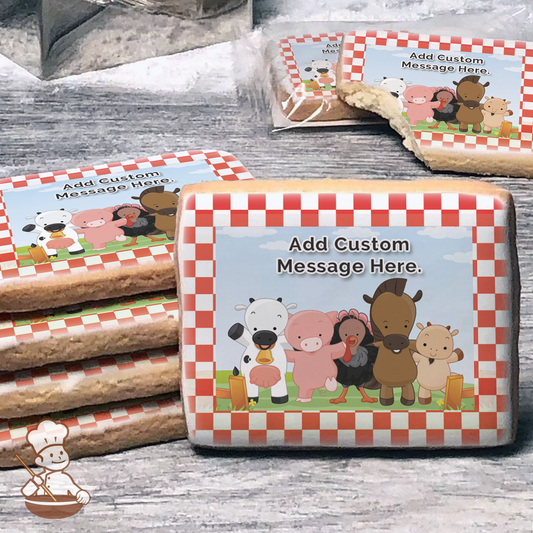 Barn Animal Friends Custom Message Cookies (Rectangle)