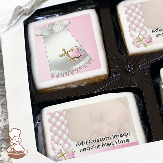 God Bless This Child - Pink Photo Cookie Gift Box (Rectangle)