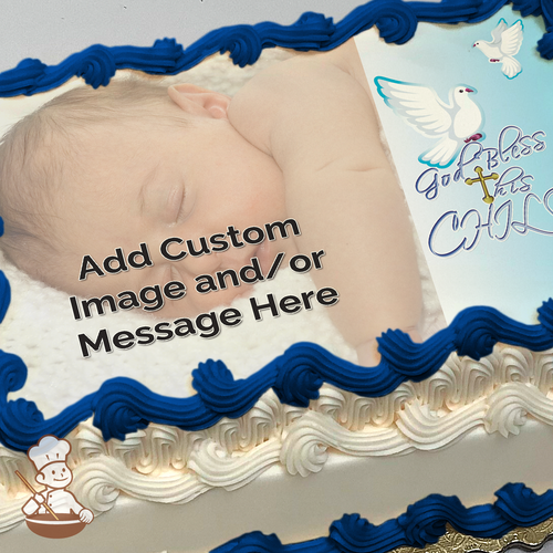 God Bless This Child - Blue Custom Photo Cake