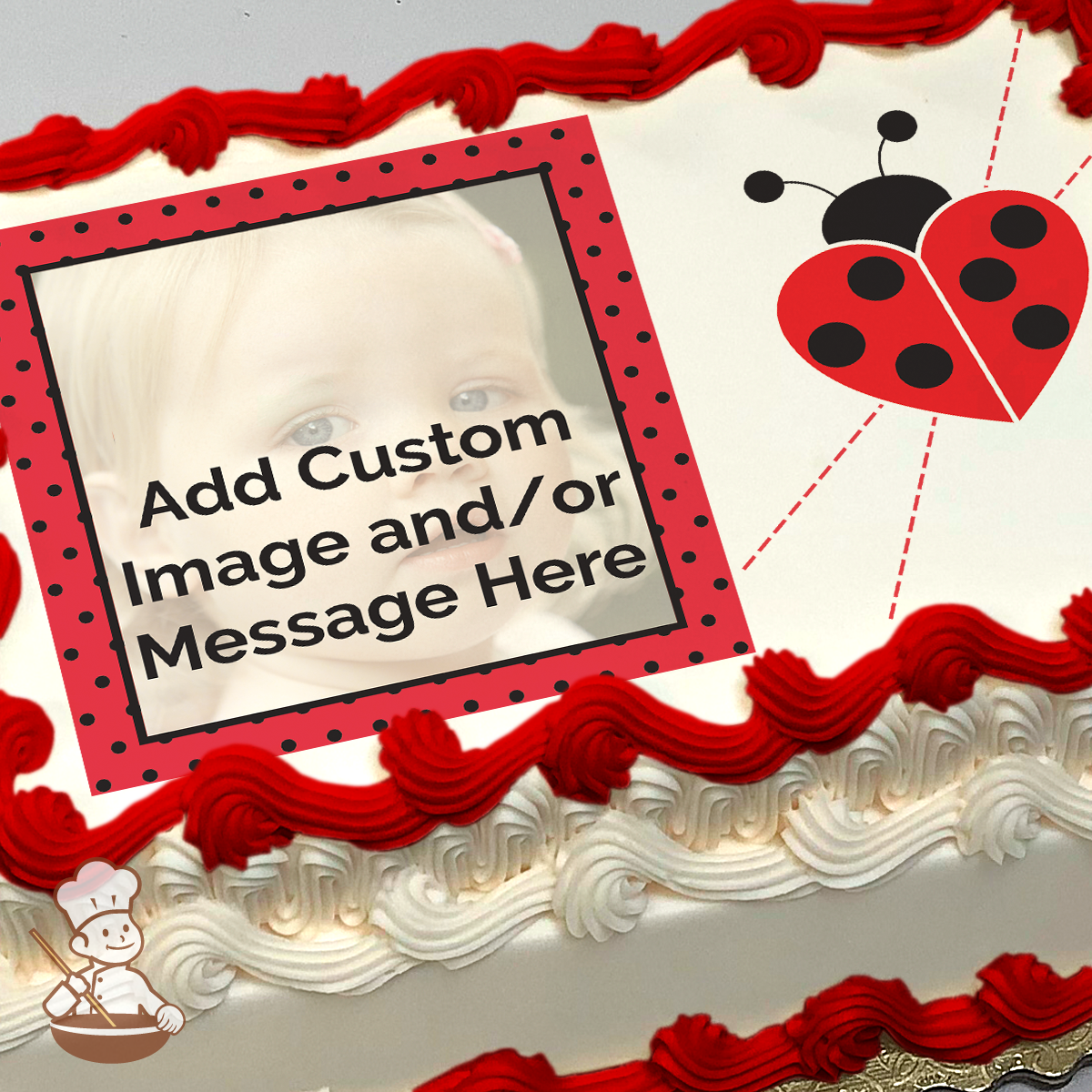 Lady Bug Polka Dots Custom Photo Cake