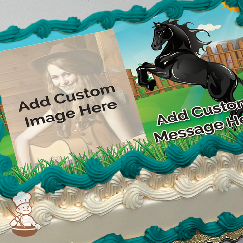 Black Stallion Custom Photo Cake