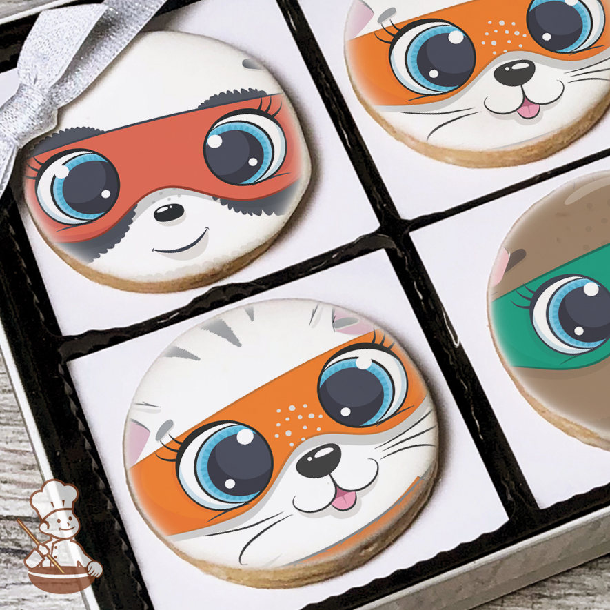 Super Hero Animals Cookie Gift Box (Round)