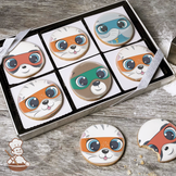 Super Hero Animals Cookie Gift Box (Round)