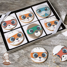 Load image into Gallery viewer, Super Hero Animals Cookie Gift Box (Round)