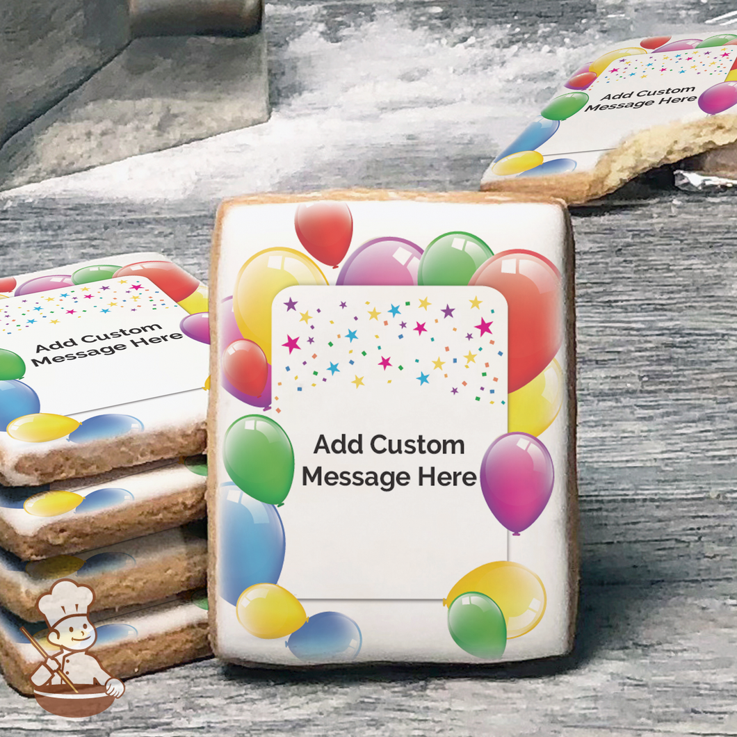 Floating Balloons Custom Message Cookies (Rectangle)