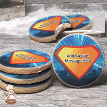 Load image into Gallery viewer, Super Hero Badge Custom Message Cookies (Round)