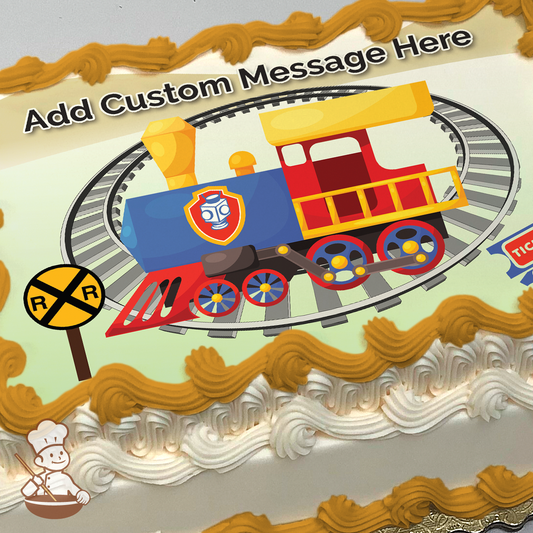 All Aboard Rail Road Train Photo Cake