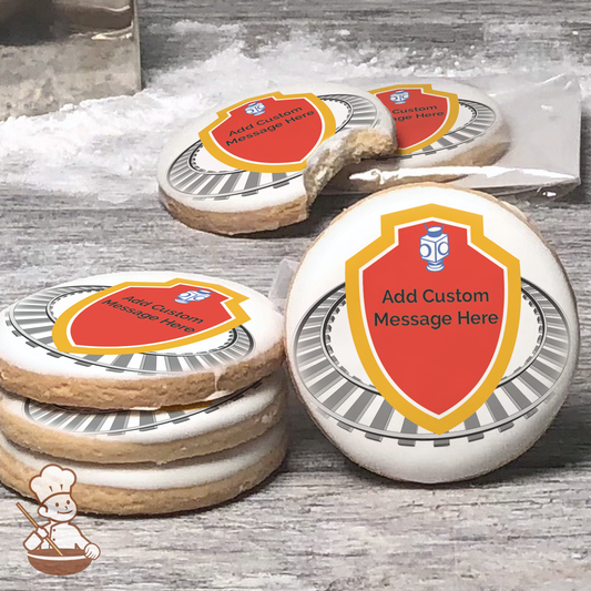 All Aboard Rail Road Train Custom Message Cookies (Round)