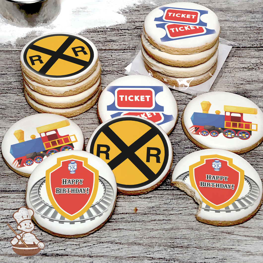 All Aboard Rail Road Train Cookie Set (Round)