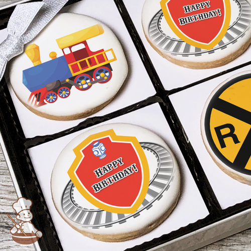 All Aboard Rail Road Train Cookie Gift Box (Round)