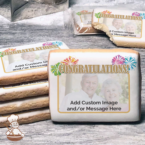 Congratulations Fireworks Photo Cookies (Rectangle)