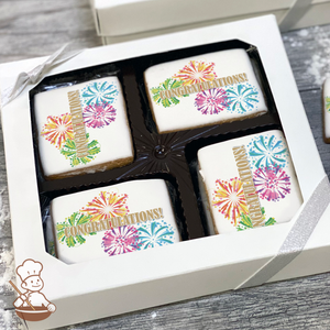 Congratulations Fireworks Cookie Gift Box (Rectangle)