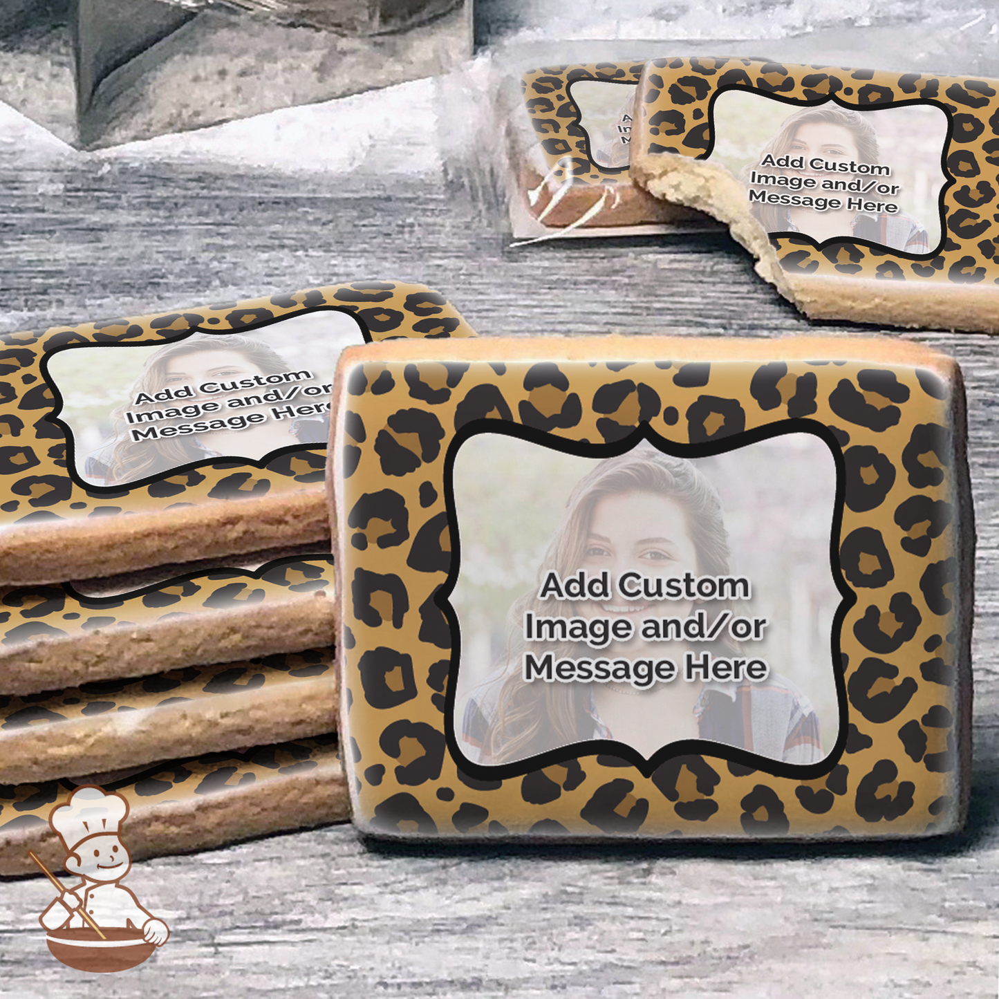 Cheetah Print Photo Cookies (Rectangle)