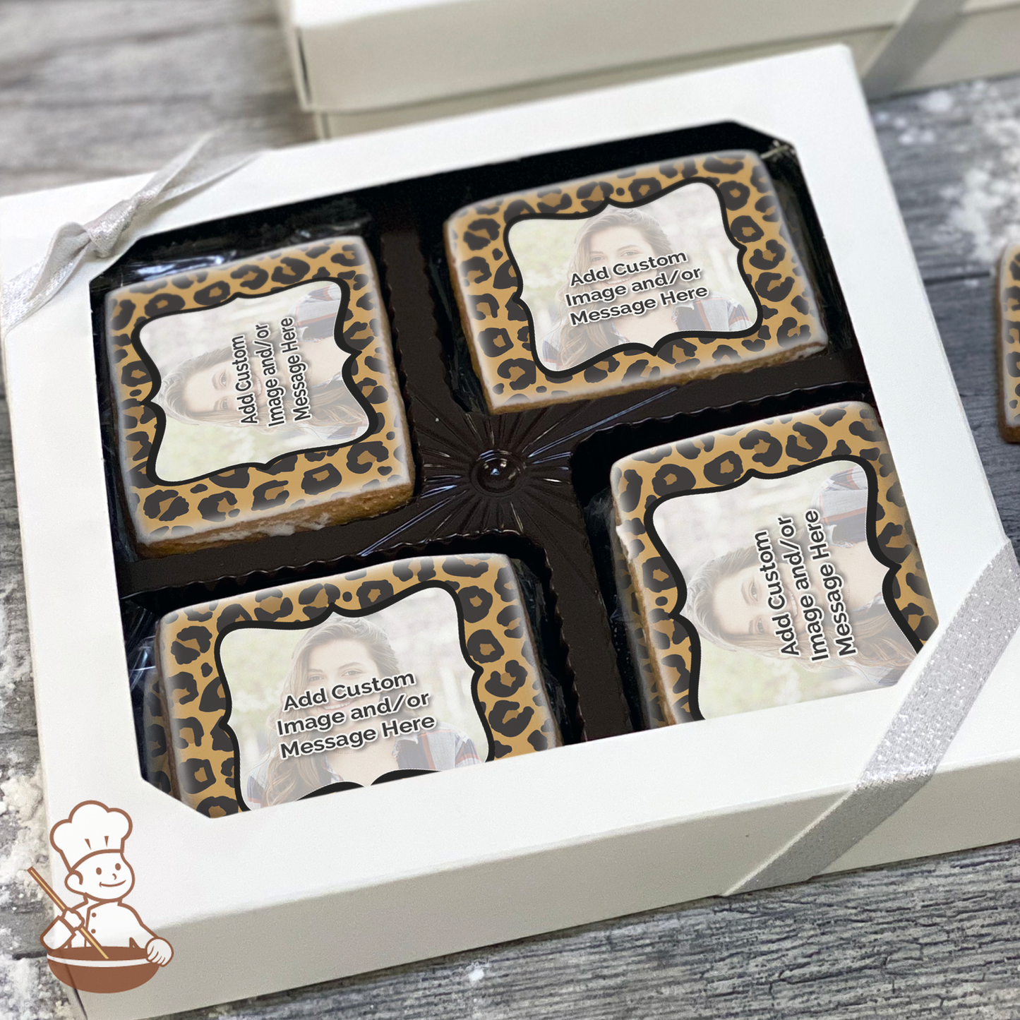 Cheetah Print Photo Cookie Gift Box (Rectangle)