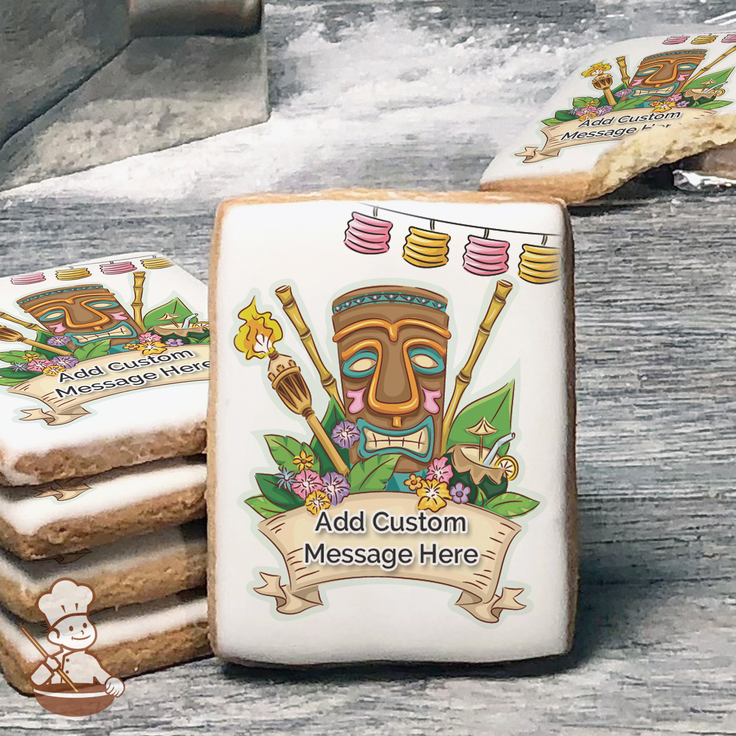 Tiki Party Custom Message Cookies (Rectangle)