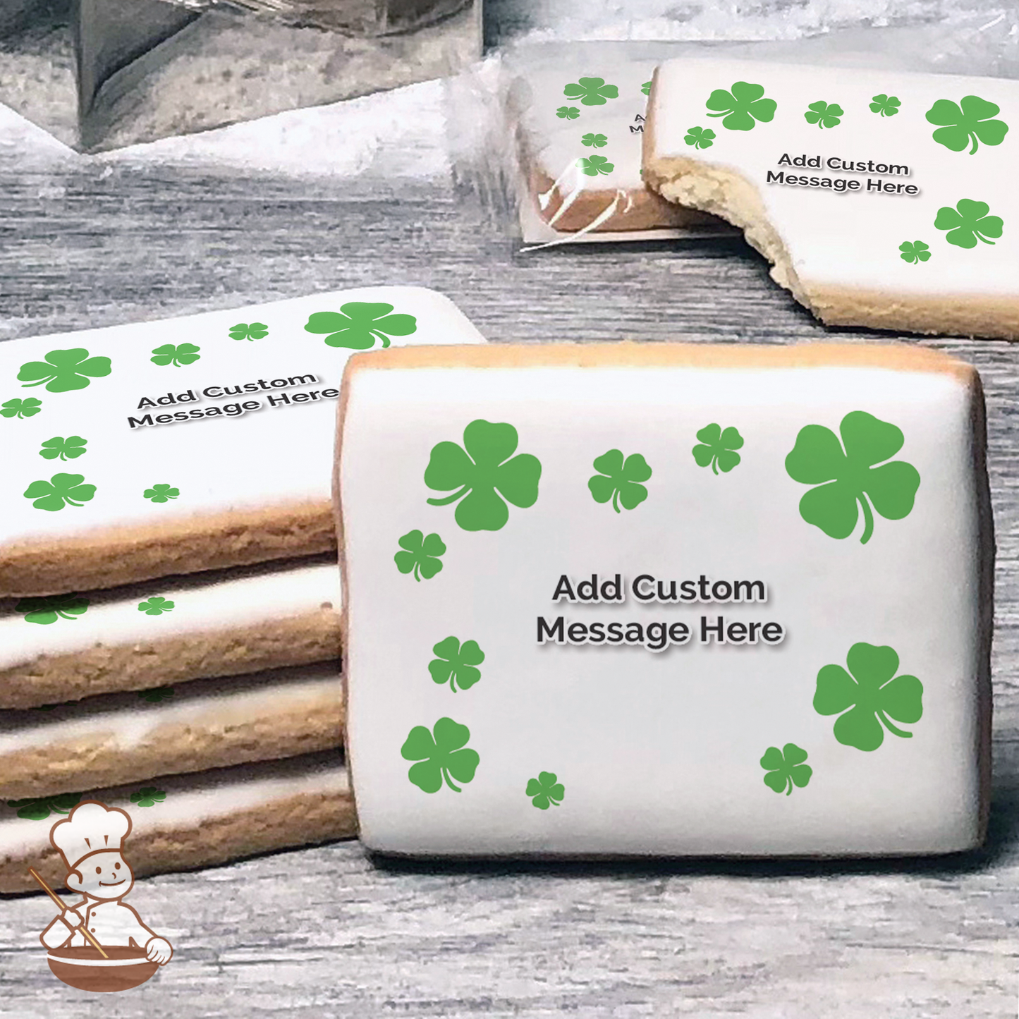 Simply Shamrocks Custom Message Cookies (Rectangle)