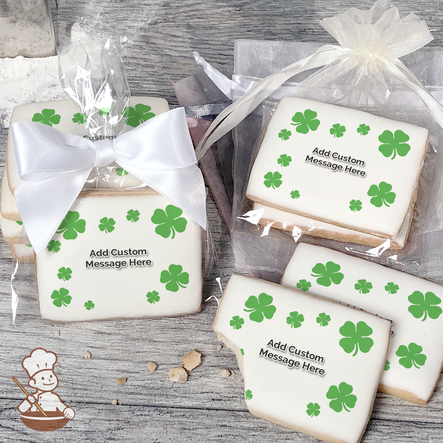 Simply Shamrocks Custom Message Cookies (Rectangle)