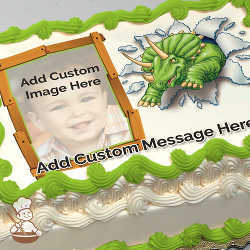 Triceratops Arrives Custom Photo Cake