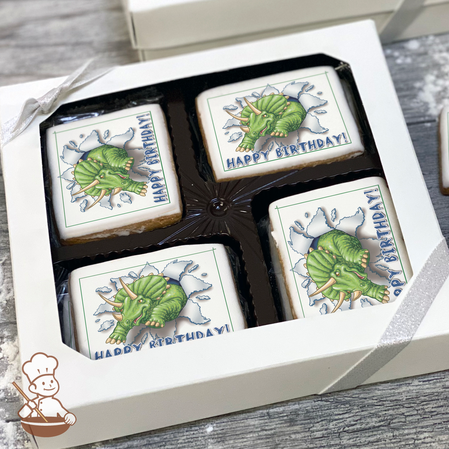 Triceratops Arrives Cookie Gift Box (Rectangle)