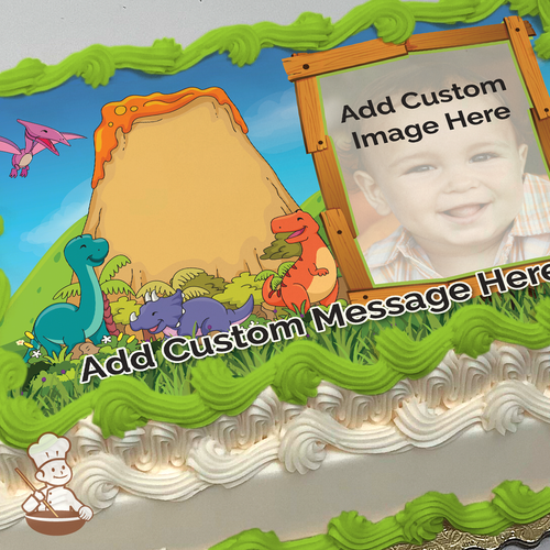 Dinosaur Friends Custom Photo Cake