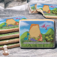 Load image into Gallery viewer, Dinosaur Friends Custom Message Cookies (Rectangle)