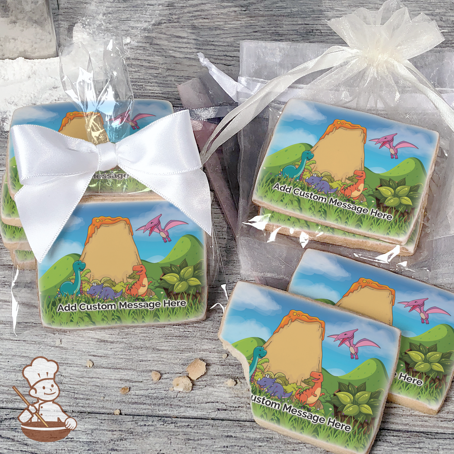 Dinosaur Friends Custom Message Cookies (Rectangle)