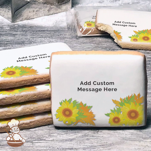 Thinking of You Sunflowers Custom Message Cookies (Rectangle)