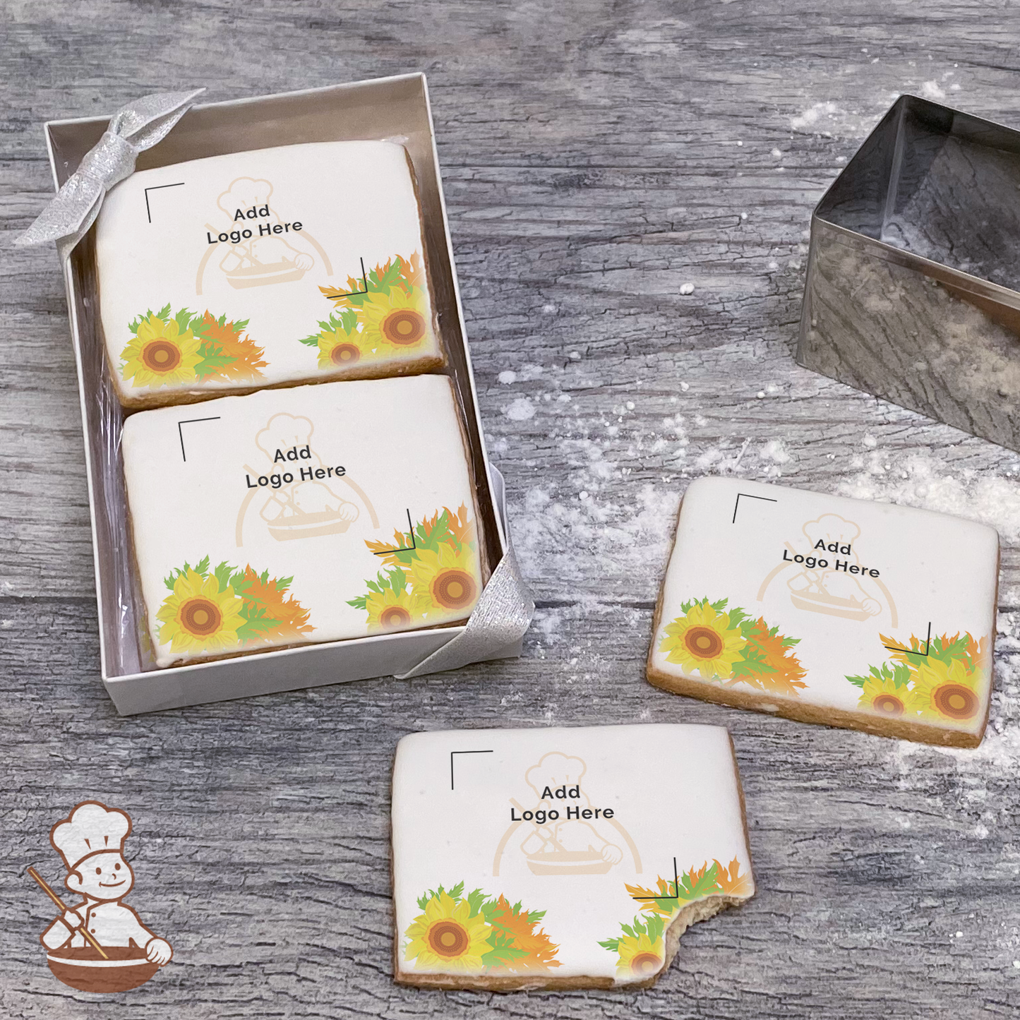 Thinking of You Sunflowers Logo Cookie Small Gift Box (Rectangle)