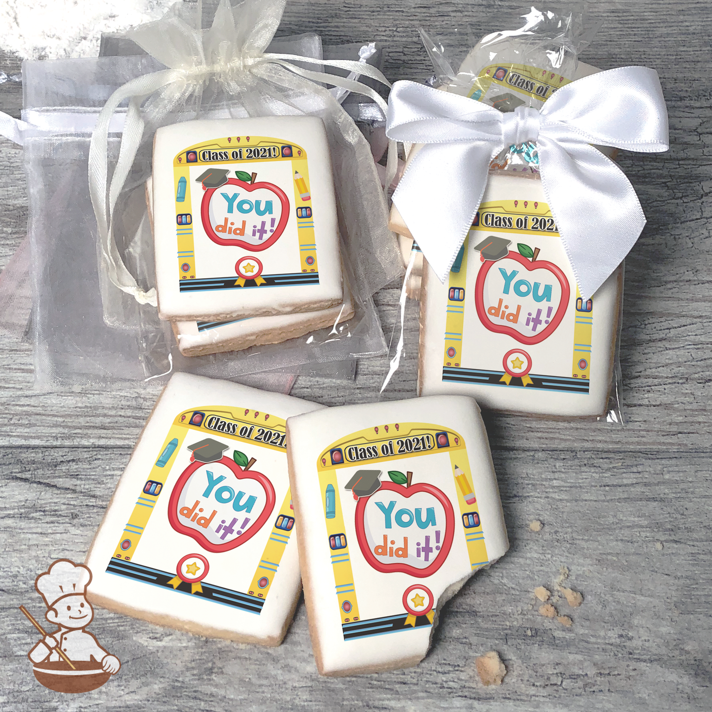 School Bus Graduation Cookies (Rectangle)