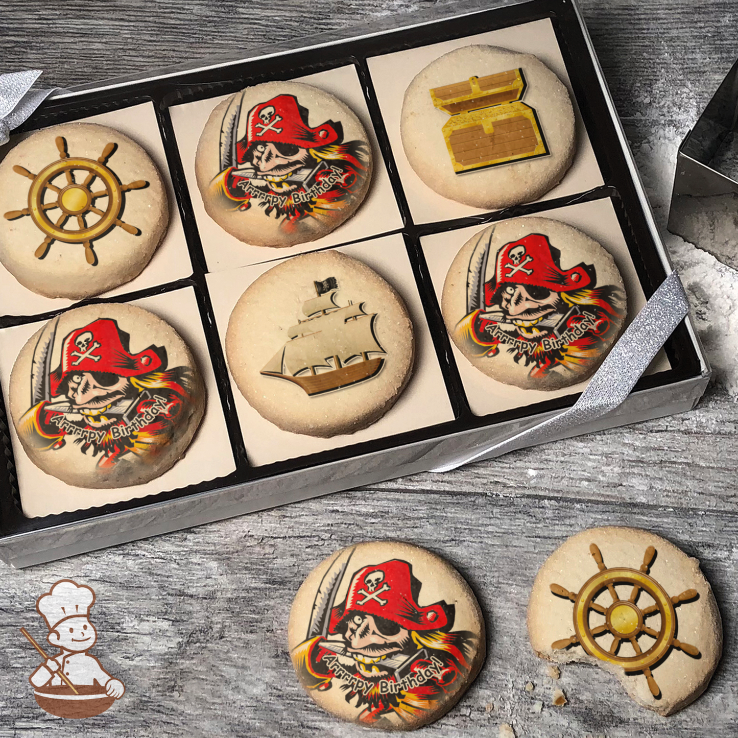 Pirate Essentials Cookie Gift Box (Round Unfrosted)