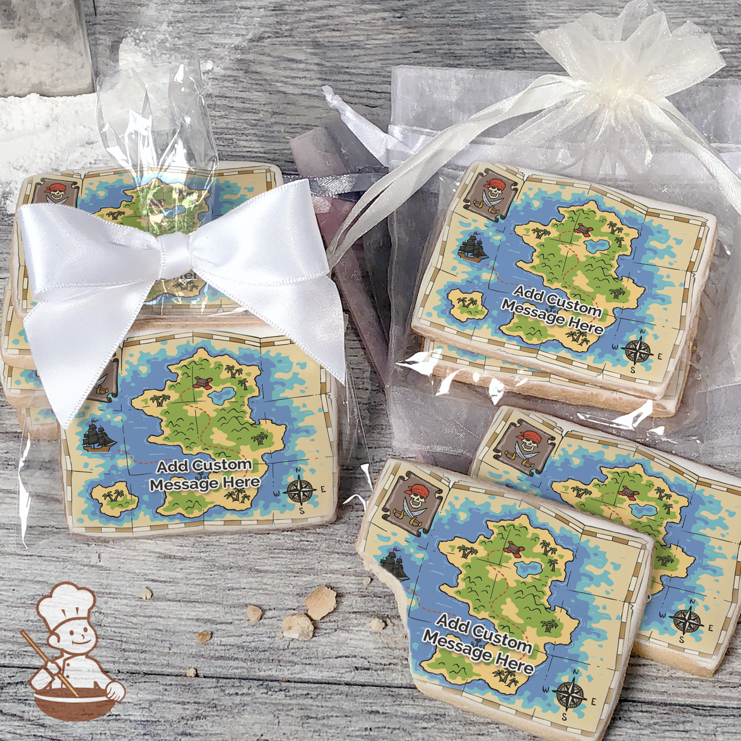 Pirate's Treasure Map Custom Message Cookies (Rectangle)