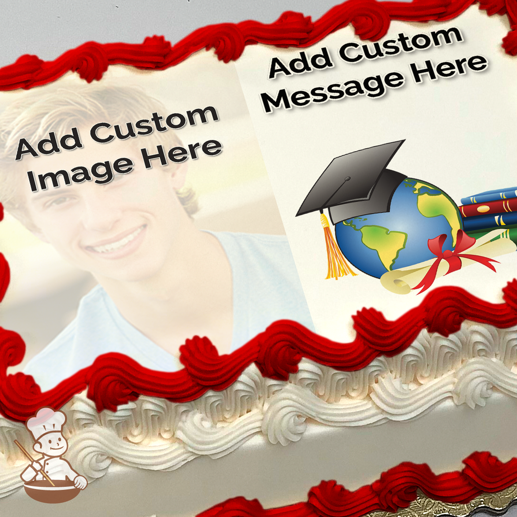 World Graduate Custom Photo Cake