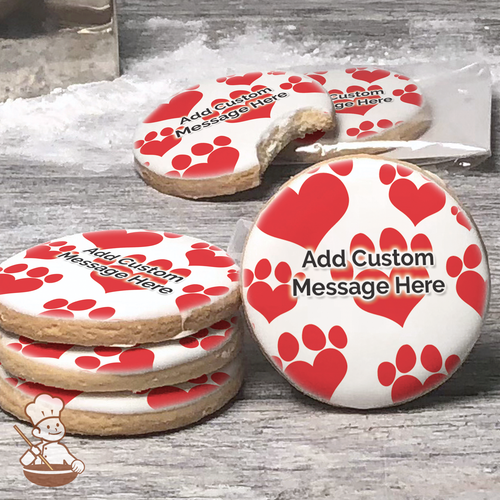 Dog Lover Custom Message Cookies (Round)