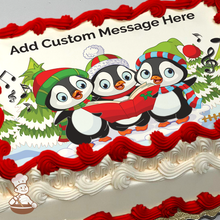 Load image into Gallery viewer, Joy to the World Penguins Photo Cake