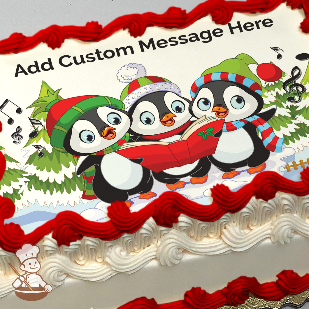 Joy to the World Penguins Photo Cake