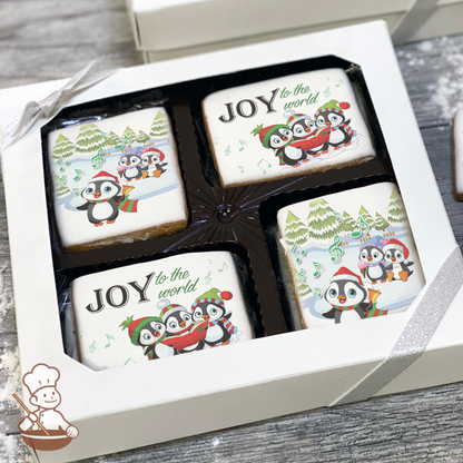 Joy to the World Penguins Cookie Gift Box (Rectangle)