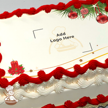 Load image into Gallery viewer, Holiday Poinsettias and Candle Custom Photo Cake