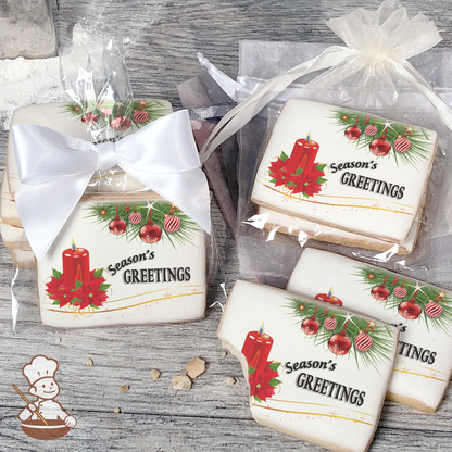Holiday Poinsettias and Candle Cookies (Rectangle)