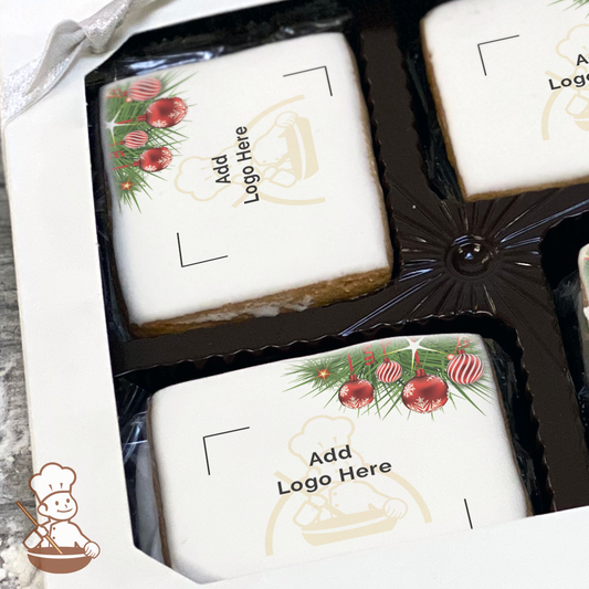 Holiday Poinsettias and Candle Logo Cookie Large Gift Box (Rectangle)